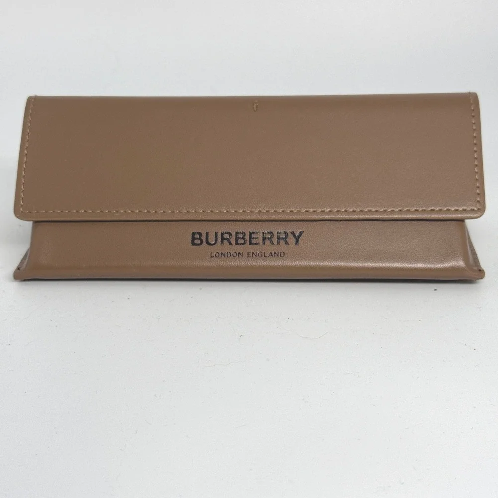 Burberry Tan Brown Leather‎ Sunglasses Case London England Foldable Eyeglasses 3